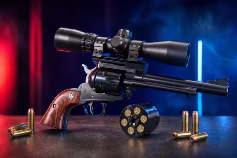 Ruger New Model Blackhawk Convertible s druhým výmenným valcom pre 9 mm Luger.