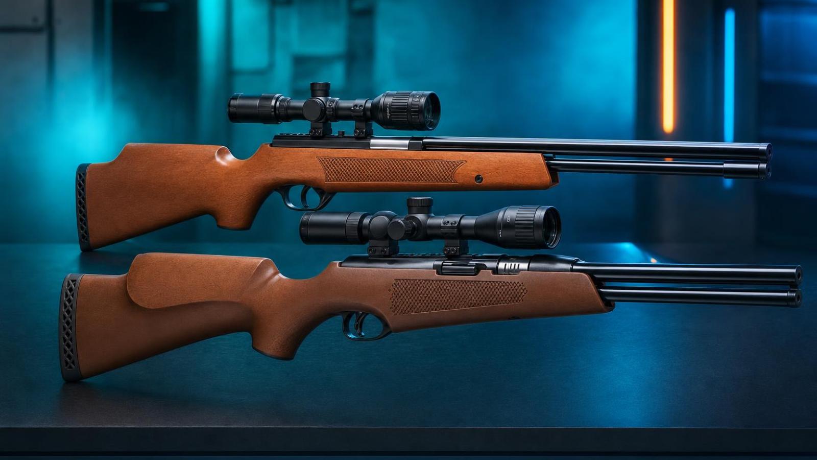 Air Arms TX200 HC a Weihrauch HW 97 K s optikou položené vedľa seba.